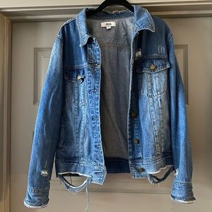 Just Black Denim Shredded Detail Denim Jacket